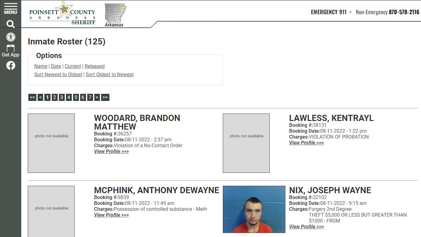 Inmate Roster - Current Inmates Booking Date Descending ...